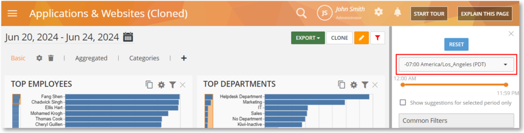 Ability to Save the Time Zone Filter in BI Reports